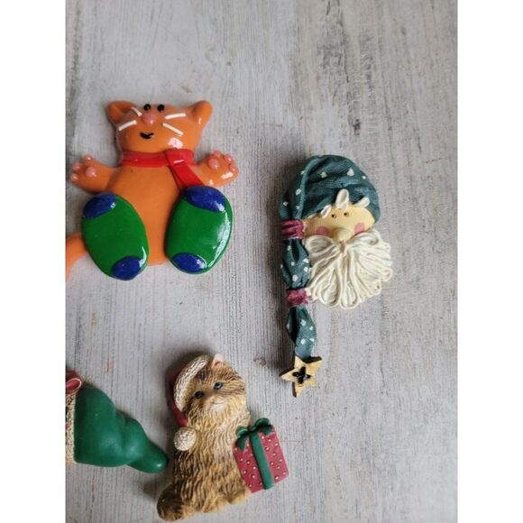 Unique Christmas cat fridge magnet wreath gifts Santa hat Xmas set - Picture 5 of 7